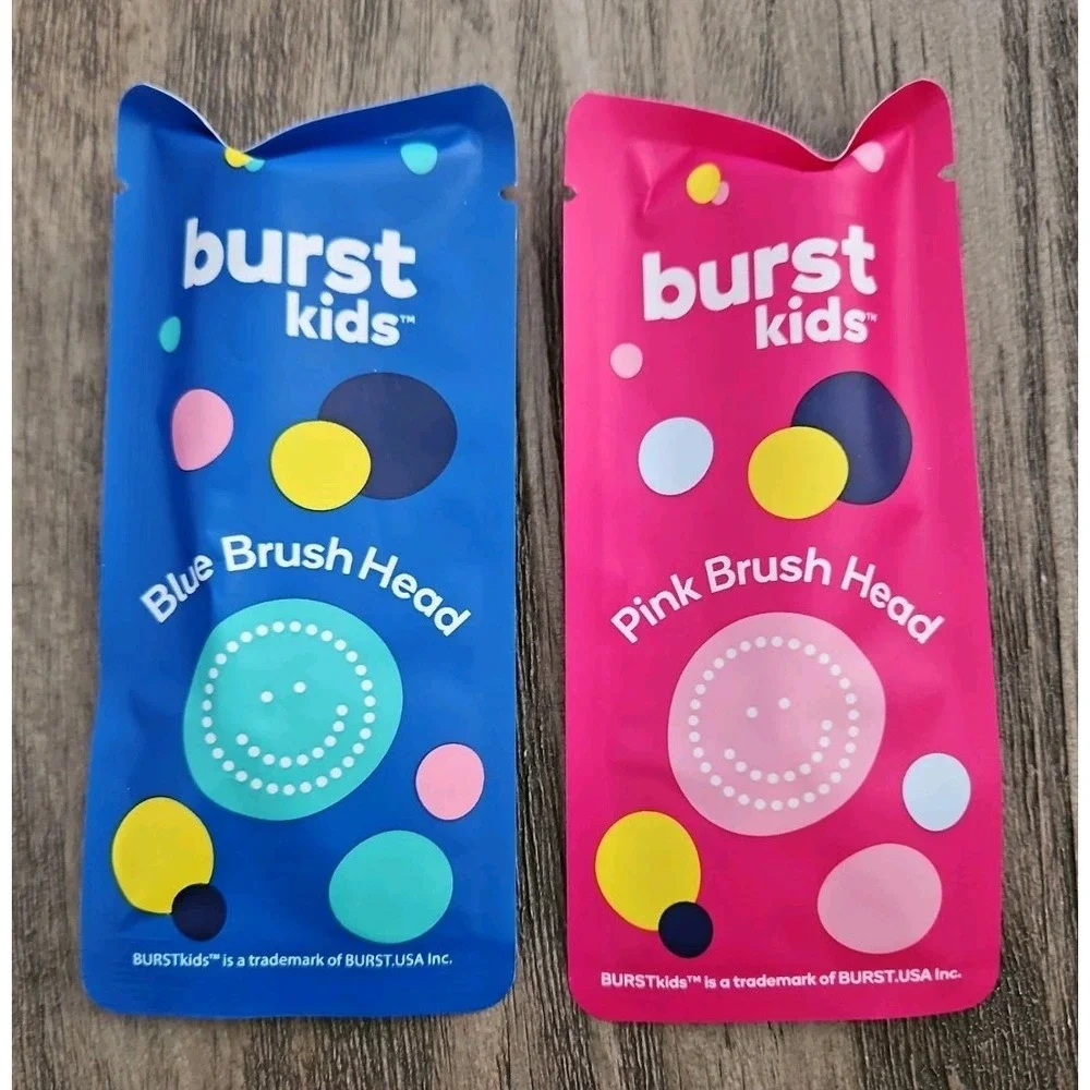 Burst Kids Brush Head Set Of 2, 90 Flossables And Strawberry Toothpaste